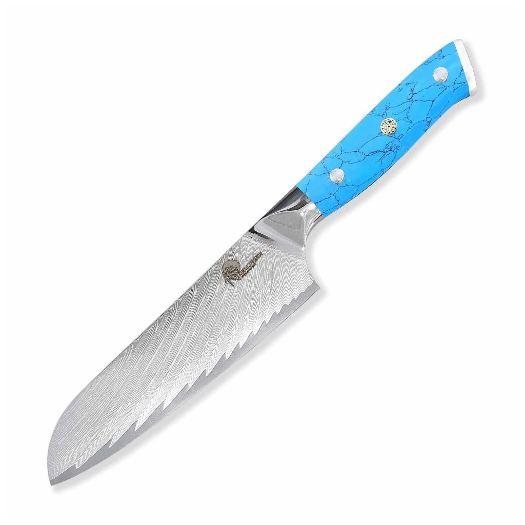 foto N�� kuchy�sk� Santoku 180 mm Dellinger Blue Stone Damascus